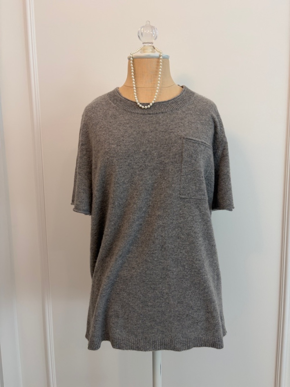 J.Crew Grey Short-Sleeve Cashmere Sweater, M, EUC